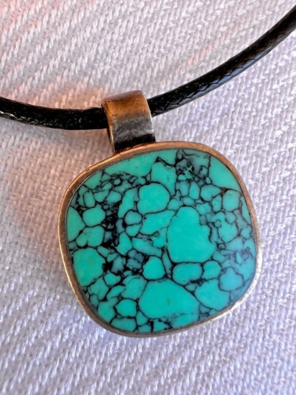Spiderweb Turquoise Pendant Necklace Sterling